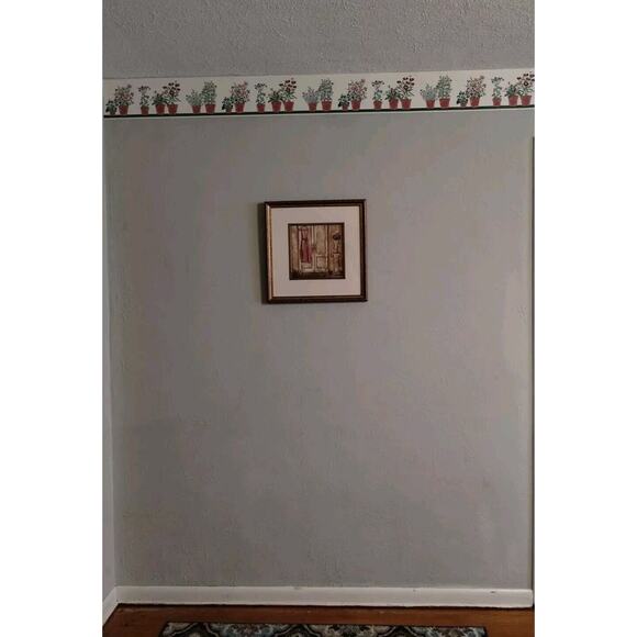 7" YORK Wall Border - Flower Pots - Cream Green Pink Blue Flower - 5 yds - Picture 5 of 6